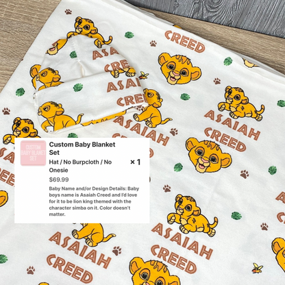 Custom Baby Blanket Set