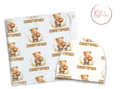 Basketball and Teddy Bear Personalized Baby Blanket & Hat Set – Custom Newborn Announcement Gift