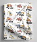 Construction Tucks Personalized Baby Blanket & Hat Set – Custom Newborn Announcement Gift