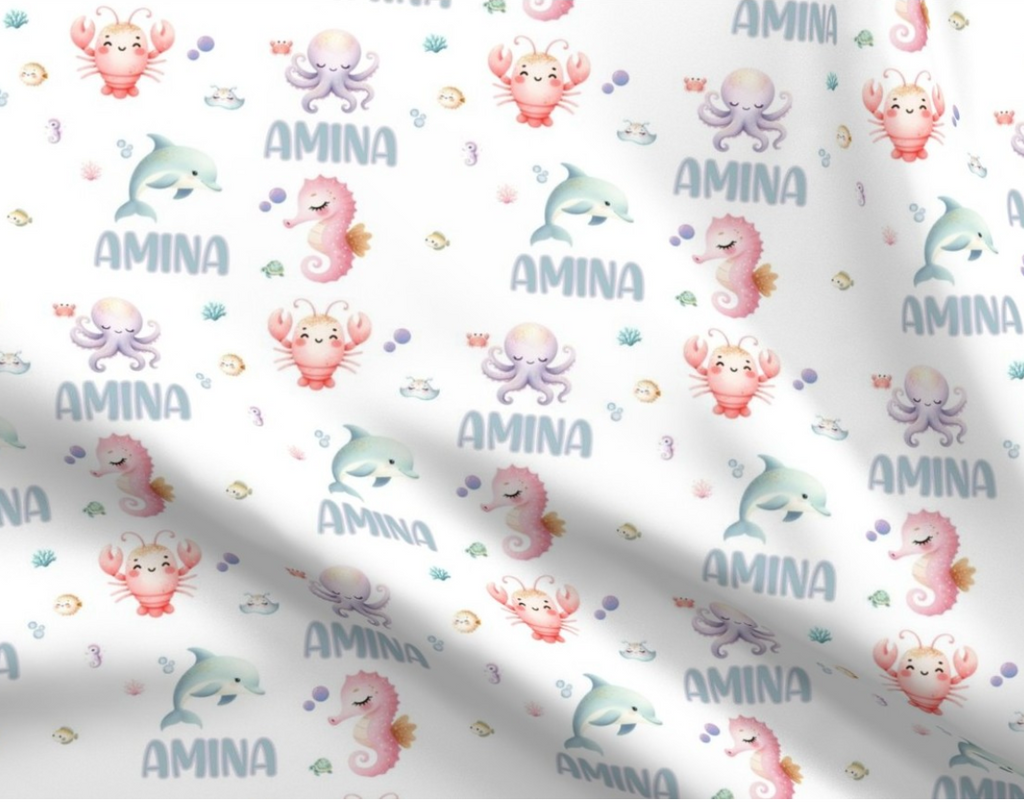 Under the Sea Girl Personalized Baby Blanket & Headband Set – Custom Newborn Announcement Gift