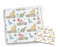 Dinosaur Personalized Baby Blanket & Hat Set – Custom Newborn Announcement Gift