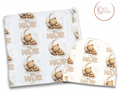 Teddy bear and moon Personalized Baby Blanket & Hat Set – Custom Newborn Announcement Gift