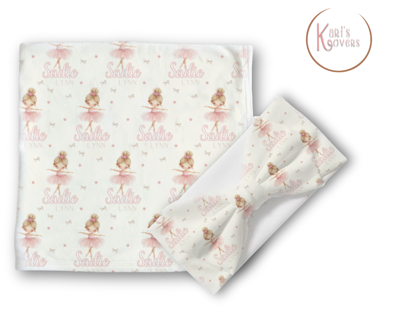 Blonde Ballerina Personalized Baby Blanket & Headband Set – Custom Newborn Announcement Gift