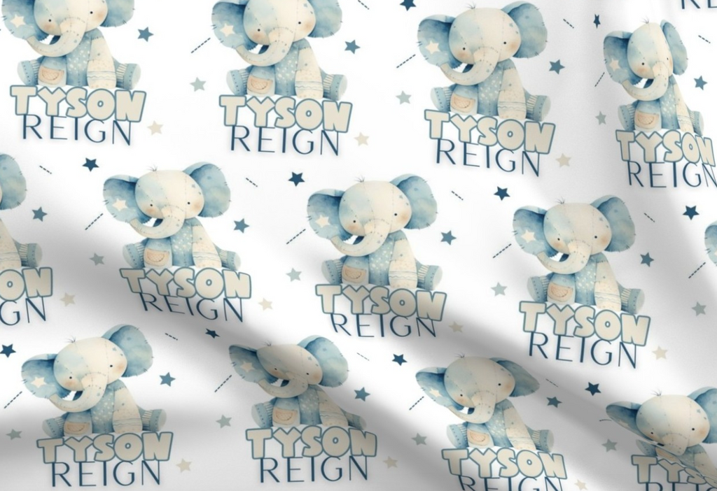Patch Elephant Personalized Baby Blanket & Hat Set – Custom Newborn Announcement Gift