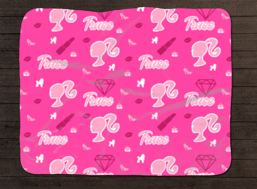 Barbie Girl Personalized Baby Blanket & Headband Set – Custom Newborn Announcement Gift