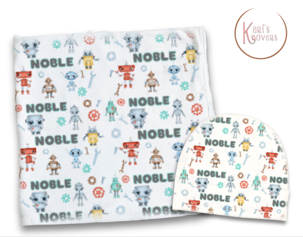 Robot Baby Blanket Set
