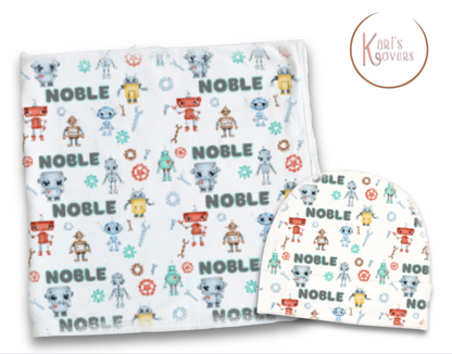 Robot Baby Blanket Set