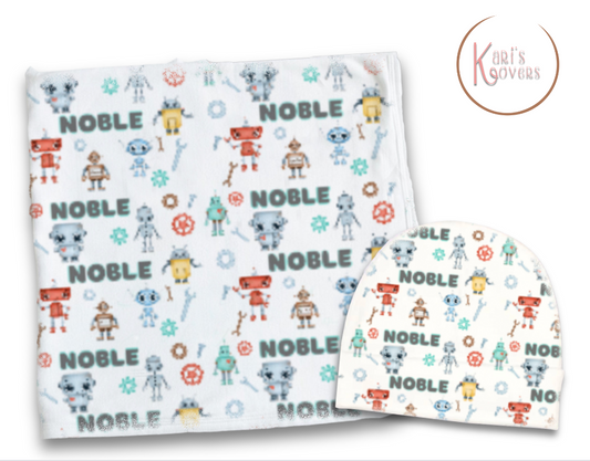 Robot Baby Blanket Set