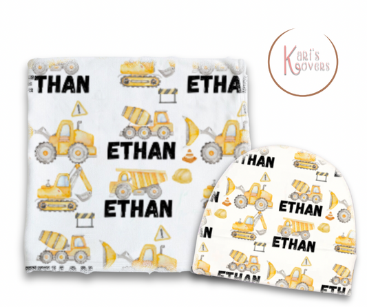 Under Construction Baby Blanket Set