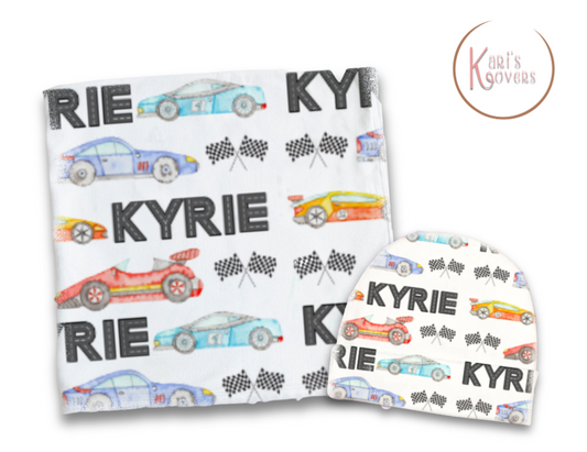 Race Car Baby Blanket Set