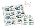 Blue TrucksPersonalized Baby Blanket & Hat Set – Custom Newborn Announcement Gift