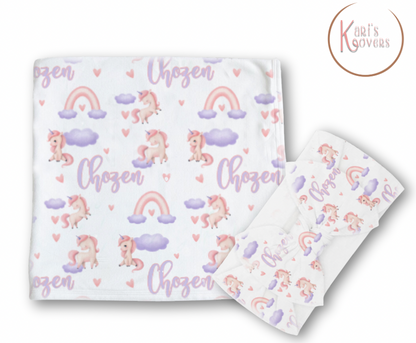 Unicorn Baby Blanket Set