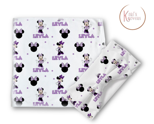 Purple Minnie Baby Blanket Set