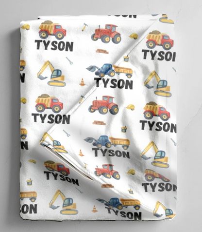 Construction Trucks Baby Blanket Set