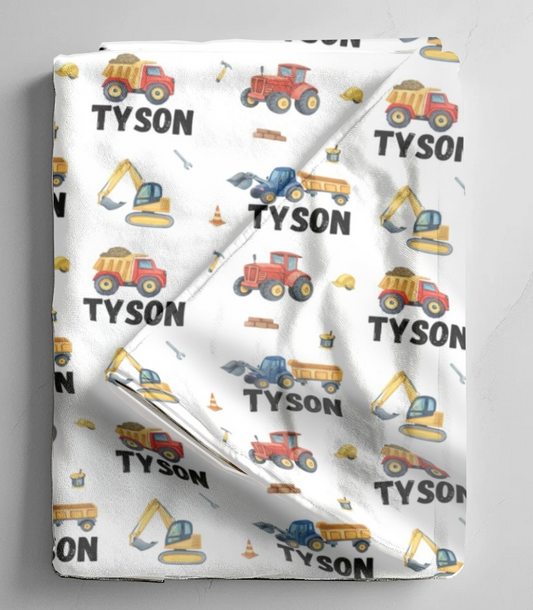 Construction Trucks Baby Blanket Set