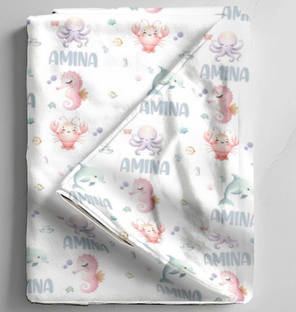Cutie Sea Life Baby Blanket Set