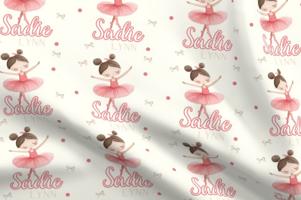 Brunette Ballerina Personalized Baby Blanket & Hat Set – Custom Newborn Announcement Gift
