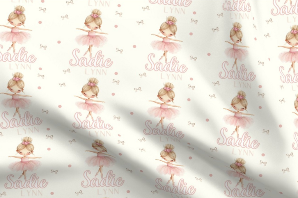 Blonde Ballerina Personalized Baby Blanket & Headband Set – Custom Newborn Announcement Gift