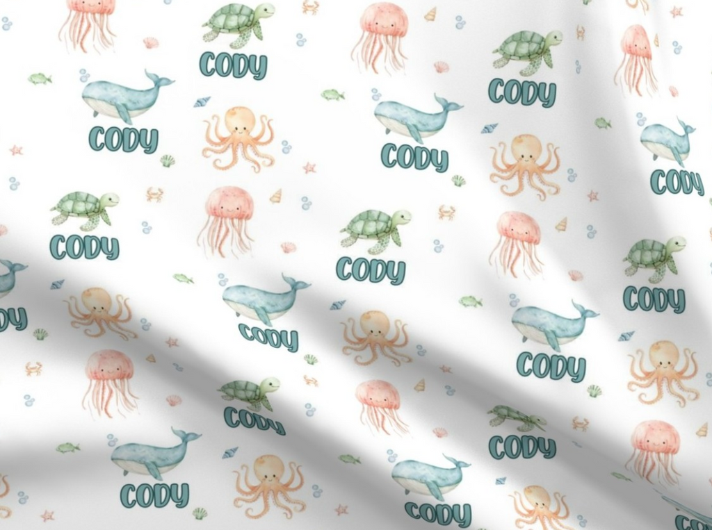 Under the Sea Boy Personalized Baby Blanket & Hat Set – Custom Newborn Announcement Gift