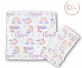 Unicorn Personalized Baby Blanket & Headband Set – Custom Newborn Announcement Gift