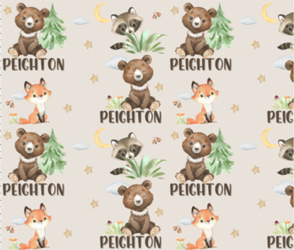 night time forest animal blanket