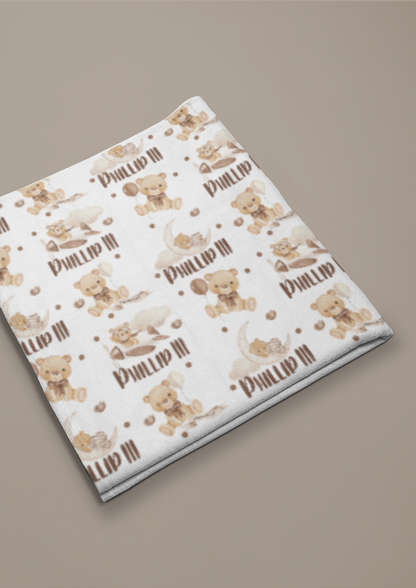 "for this child, we prayed" teddy bear blanket